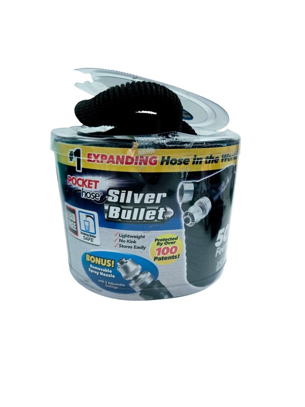 Pocket Hose Silver Bullet Expandable 50 Ft Garden No Kink Lightweight Garden